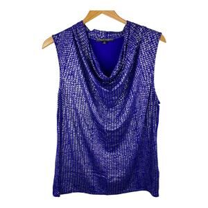 Isabella Demarco Tahari Levine size Medium Metallic Sleeveless Drape Blouse Top